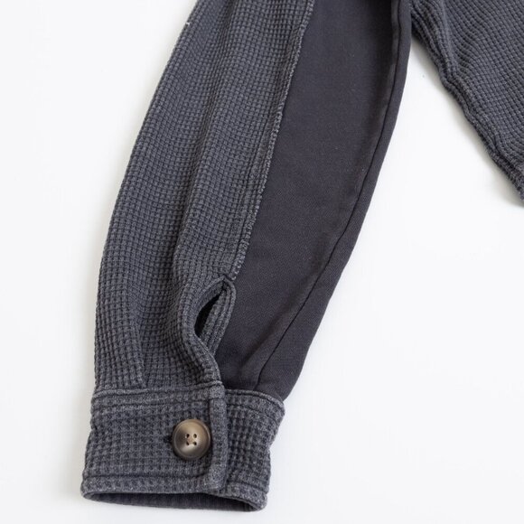 American Eagle Waffle Knit Hooded Jacket Dark Gray Oversized Medium - Picture 10 of 15